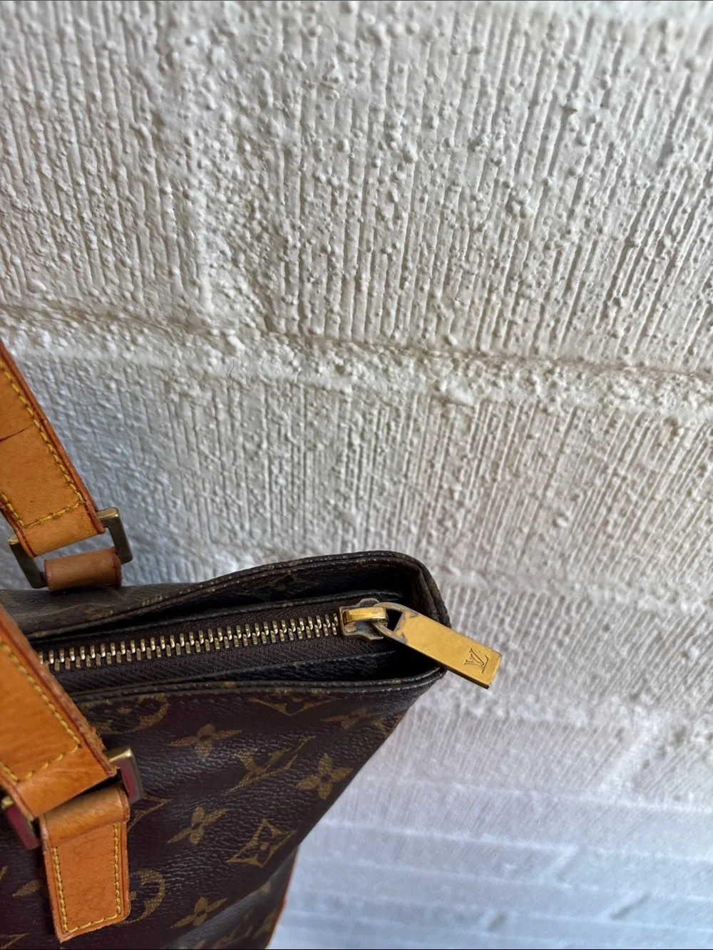 Louis Vuitton Piano Brown Monogram Canvas Tote with Tan Straps